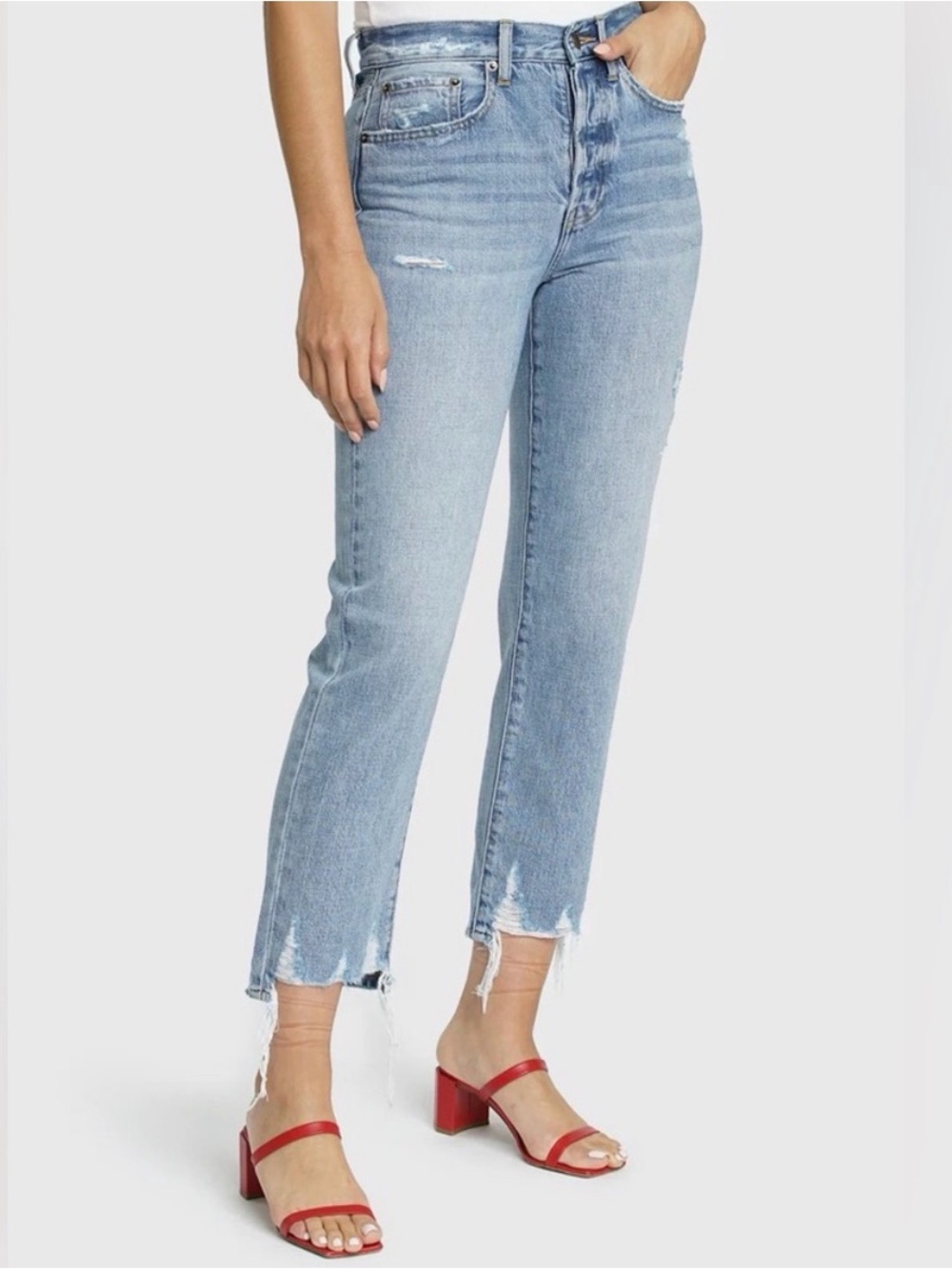 Pistola Charlie High Rise Straight Leg Distressed Jeans Size 27